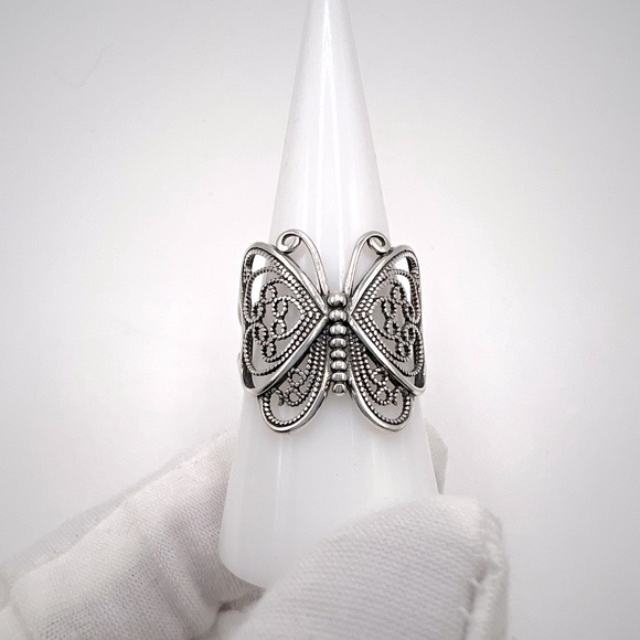 .925 Sterling Silver Filigree Butterfly Ring - Picture 6 of 16